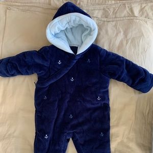 First Impression baby snowsuit 3-6 months 12-17 lbs Blue with anchors U1